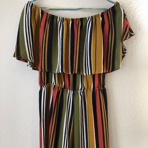 Off the Shoulder Jumpsuit NEW Striped